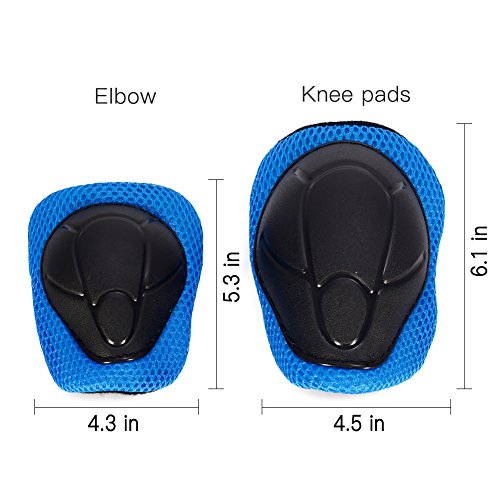 Yooan Sports Protective Gear Safety Pad Safeguard (Knee Elbow Wrist) Support Pad Set Equipment for Kids Roller Bicycle Bike Skateboard Protector Guards Pads.