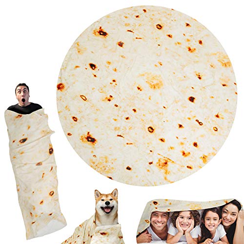 Burritos Tortilla Blanket Unique Gifts for Women/Men/Adult/Boys/Girls/Kids/Pets,Round Throw