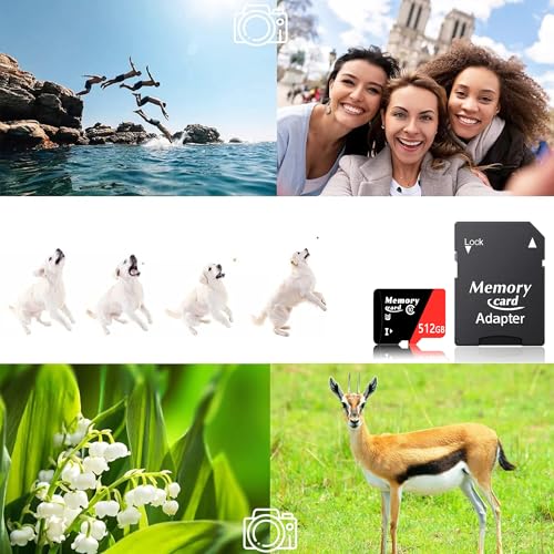 MicroSDXC MicroSD Card 512GB and Adapter Set Full HD & 4K UHD Card Class10 U3 High Speed for Gaming Devices, Android Tablets and Smart Phones
