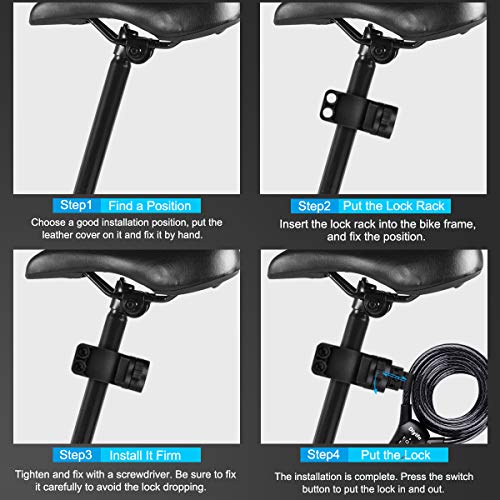 Diyife Fietsslot 150 cm/10 mm, Kabelslot met 4-Cijferige, Zinklegering & Verdikte Staalkabel, Zeer Veilig Fietsslot met… - Image 5