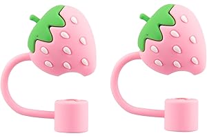 TQRR Straw Cover Cap Compatible with Stanley 40/30 oz The Quencher H2.0 Flowstate Tumbler with Handle Straw Topper for Stanley Cup Accessories (Straw Cover Cap - 10mm - 2 Packs - Pink Strawberry)