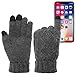 DG Hill Warm Texting Gloves For Women, Cable Knit Touchscreen Winter Text Gloves Cute & Cozy Fleece Lining,Charcoal Gray,OS