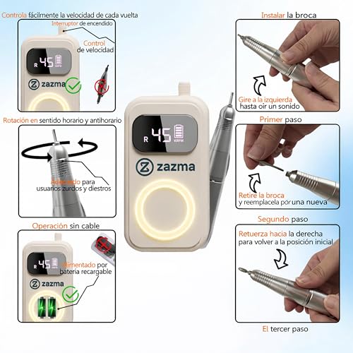 USB-C Rechargeable Nail Drill with Digital Display, 7 Bits and Bands