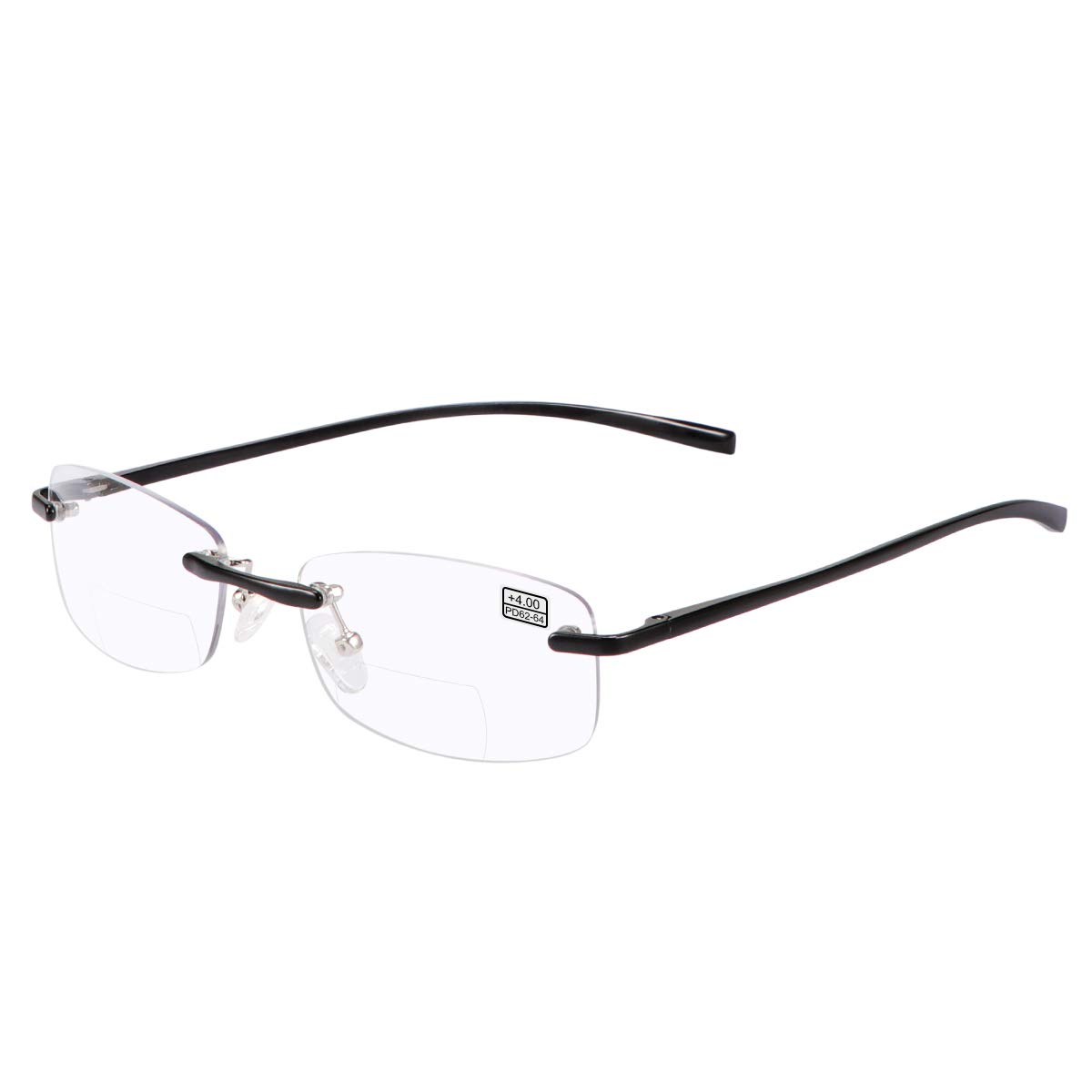 Rimless Clear Bifocal Reading Glasses Blue Light Blocking Readers for Men and Women Unisex Spring Hinge Eyewear Far and Near Dual-Use Lightweight Magnifying Anti Glare Reduce Eyestrain Eyeglasses
