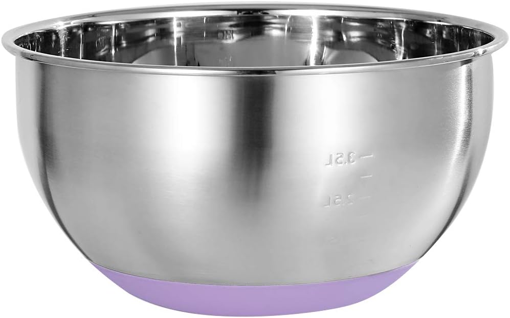 FAB4HOME Large Stainless Steel Mixing Bowl With Nonslip Silicone Bottom, Metal Kitchen Bowl for Baking Cooking, Salad
