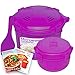 Sistema Microwave Cookware Rice Steamer Set with Lids - Large Microwave Multicooker, Side Dish Bowl, Spoon and Recipes (BPA Free, 100% Food Safe) (Purple Set)