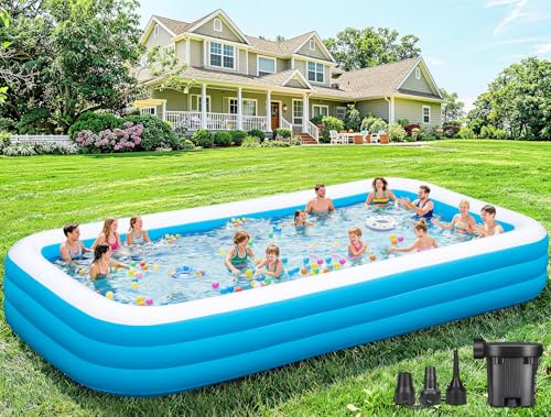 Extra Large Inflatable Pool for Adults, 180"x76"x22" Oversized Thickened Swimming Pool with Air Pump, Full Size Family Big Blow Up Pools for Backyard Garden Lawn Indoor Outdoor Summer Water Party