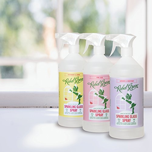 Rebel Green Sparkling Glass Cleaner, Eco Friendly Natural Streak Free Glass and Surface Spray - Pink Lilac Scented, 32 Ounce Bottle, Pack of 4 - Thumbnail 4