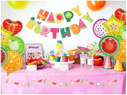 Party Decorations Fruit Happy Birthday Banner Fruit Balloons