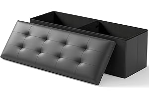 OS MOTOR Folding Storage Ottoman Bench, Multi-Functional Ottoman Foot Rest, End of Bed Bench, Storage Chest for Living Room, Bedroom, Hallway, Entryway, Holds Up to 600 lbs (Black, 43 Inches)