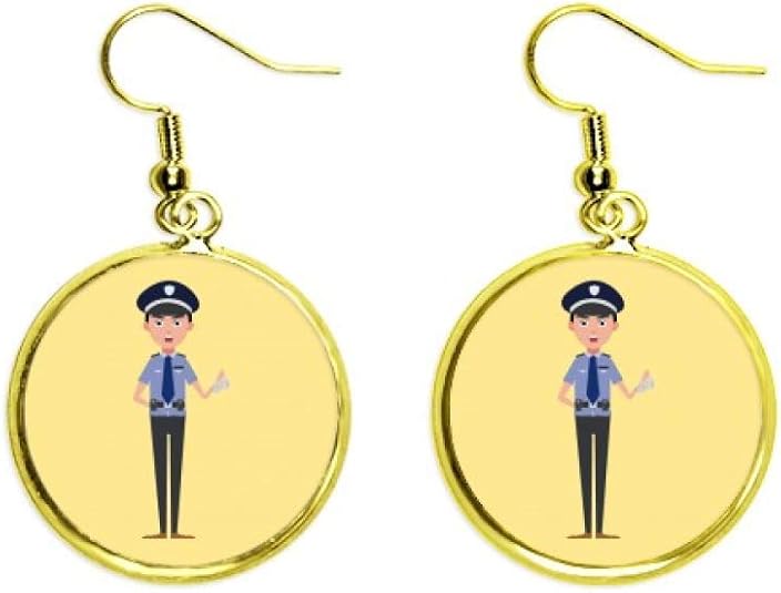 Officer Sergeant Traffic Finest Ear Dangle Golden Drop