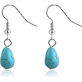 Watforsh Boho Turquoise Earrings for Women Vintage Tear Drop Dangle Design December Birthstone Earrings