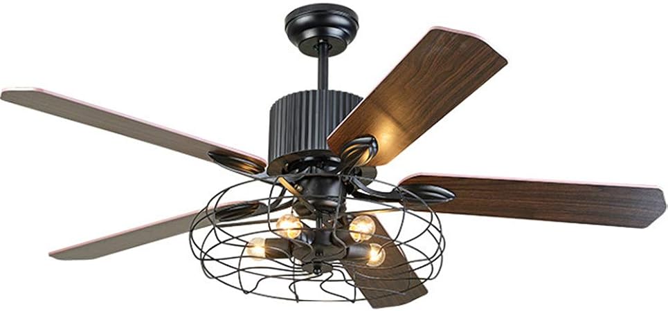YXZN Retro Industry Ventilador de Techo con luz, Ventilador de 52"Luz