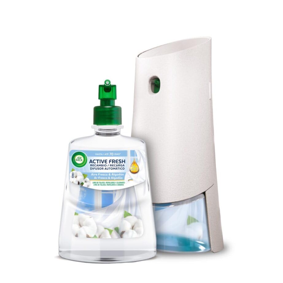 Active Fresh Spray Automatico Sin Aerosol - Kit Ambientador para casa con Aroma a Aire Fresco & Algodón