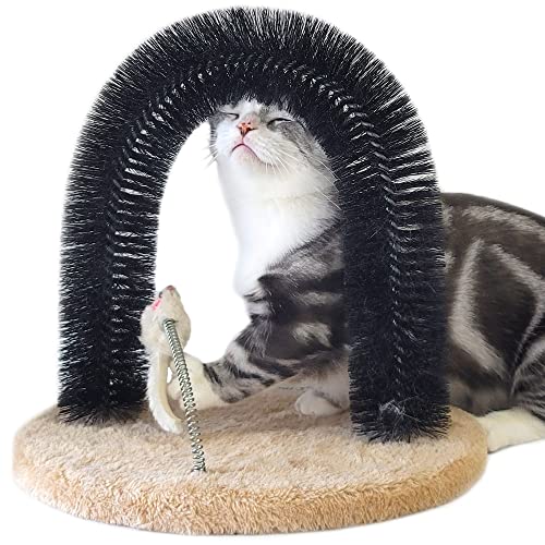 HeyKitten Cat Self Groomer Arch, 13"H Back Scratchers, Face Hair Brush