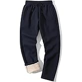 Shiyifa Men's Winter Warm Fleece Sherpa Lined Sweatpants Active Thermal Track Jogger Pants with Pockets