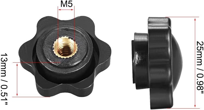Uxcell Clamping Handle Screw Knobs Handle M5 Threaded Star-Shape 10pcs, Black,silver - Image 3
