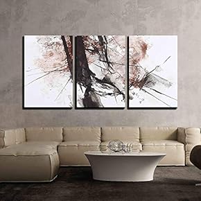 BRAND_NAMEBlack and Red Abstract Brush Painting Home Art x3 Panels