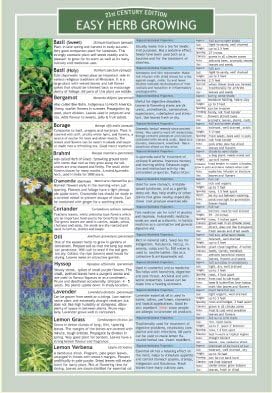 Easy Herb Growing - Two Sided Color Informational Chart From Creative Ventures