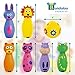 Bundaloo Kids Bowling Set Game 7-Piece Pin Bowling - Colorful Indented Ball and 6 Animal Pins - Soft Durable Indoor and Outdoor Toys for Toddlers and Children - Best Gifts for Girls and Boys