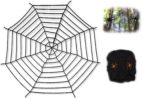 Chogial Giant Spider Web with Super Stretch Cobweb Set, Halloween Decor Decorations Outdoor Yard, Black, 10 Feet