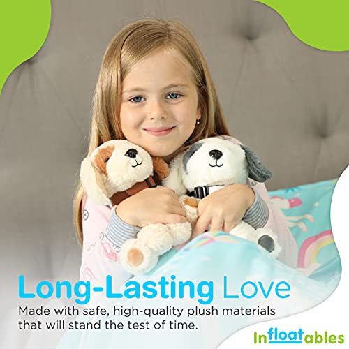 InFLOATables Puppy Stuffed Animal Set of 2 Stuffed Dogs 8 Inch BrownBeige and GrayWhite