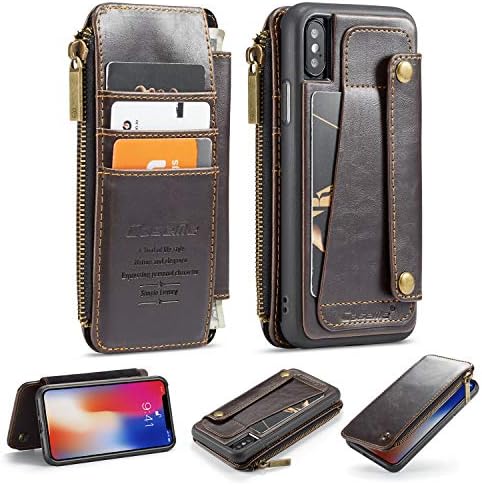 iPhone Xr Leather Wallet Case,AKHVRS Leather Phone Wallet Case Cover and Credit Card Flip Case Protective & Card Slots [Detachable Slim Case] for iPhone Xr - Brown