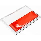 Perdecor Poland Flag Sticker Emblem Decal Polish Car Chrome Flags, 2 Pack, 3 x 2 inches