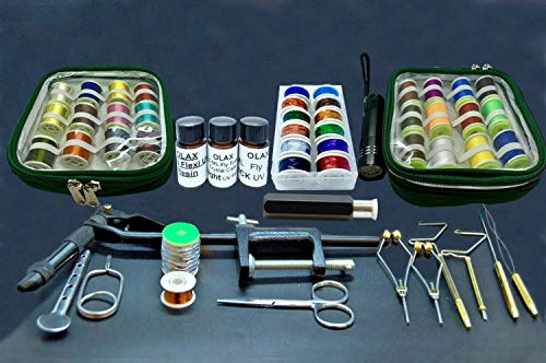 Olax Goliath Kit De Montage De Mouches, Étau, Torche, Colle, Thread, Tinsel, Bobine, Ciseaux, Pince