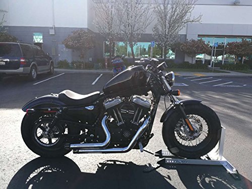 Protek Heavy Duty Adjustable Aluminum Motorcycle Wheel Chock Floor Bike Stand Fit 15" ~ 30" Wheel Size, Truck Bed or Floor or Trailer Mount with Tie Down Hook, For Harley Sportster Dyna Touring Bikes
