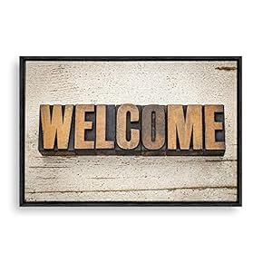 Framed Canvas Wall Art Welcome Canvas Prints Home Artwork Decoration for Living Room,Bedroom - 16x24 inches