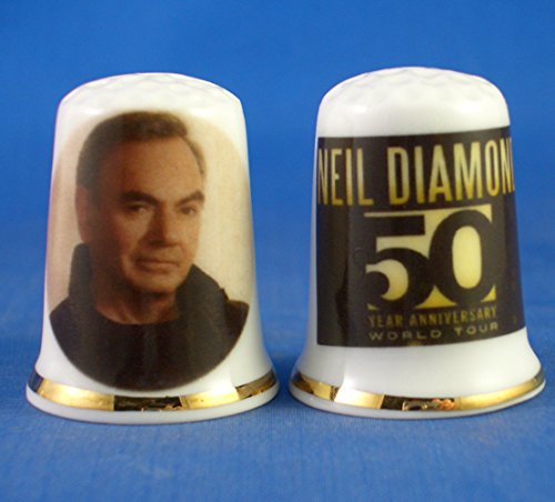 Porcelain China Collectable Thimble - Neil Diamond 50th Tour -- Free Gift Box