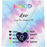 Temperature Sensing Color Changing Pendant 12 Constellation Zodiac Necklace Astrology Horoscope with Message Card for Women Birthday Gifts