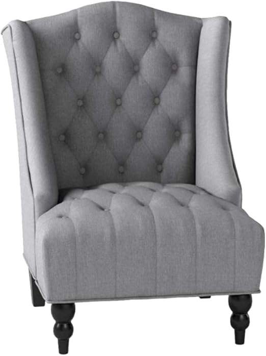 Amazon Com Tuft Wingback Chair Silver High Back Polyester Linen