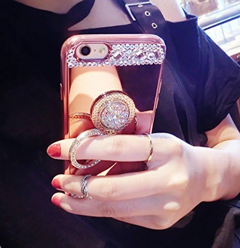 Galaxy S8 Plus Case,Galaxy S8 Plus Diamond Mirror Case With Ring Kickstand,Goodaa Luxury Bling Shiny Crystal Rhinestone Ring Holder Cover Electroplating Mirror Case For Galaxy S8 Plus(Rosegold)