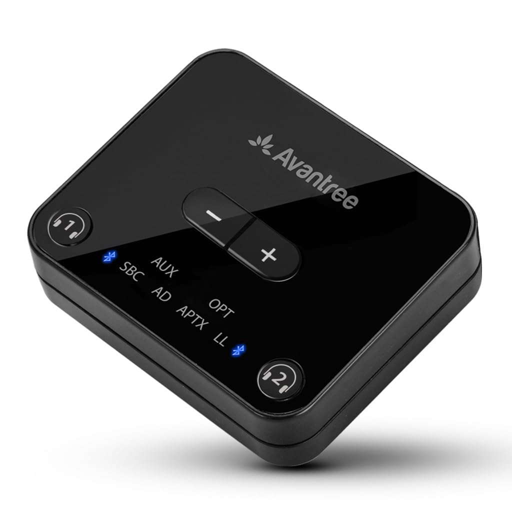 Avantree Audikast 2- Émetteur Audio Bluetooth 5.3 Pour TV Avec Volumes Optiques Accrus, Aptx-Low Latency & Adaptive, Chipset Qualcomm, Portée Étendue De 100 Pieds Et Dual Link