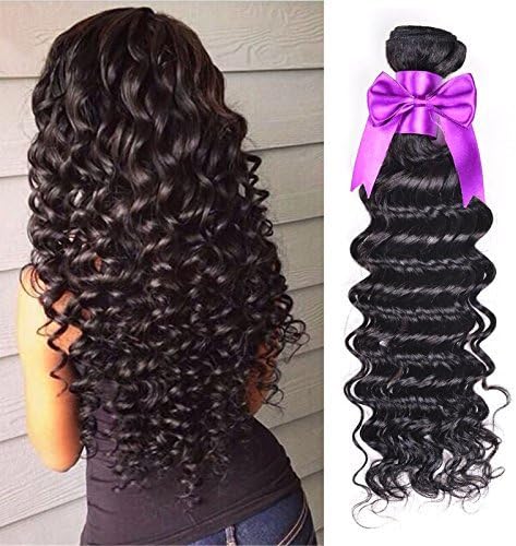 OYM HAIR 4 Bundles Brazilian Deep Wave Virgin Hair 100 Remy Human Hair Extensions 100g/pc Natural Color can be Dyed and Bleached (24 26 28 28)