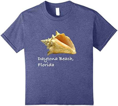 unisex-child Conch Shell Daytona Beach Florida tee shirt 10 Heather Blue
