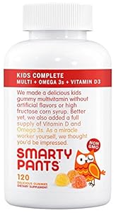 SmartyPants Kids Complete Gummy Vitamins: Multivitamin & Omega 3 DHA/EPA Fish Oil, Methylfolate, Methyl B12, Vitamin D3, 120 count (30 Day Supply)