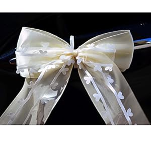 10 lazos decorativos marca Miya@ hechos a mano y con diseño de corazón en satén para decoraciones de boda, coches. etc.