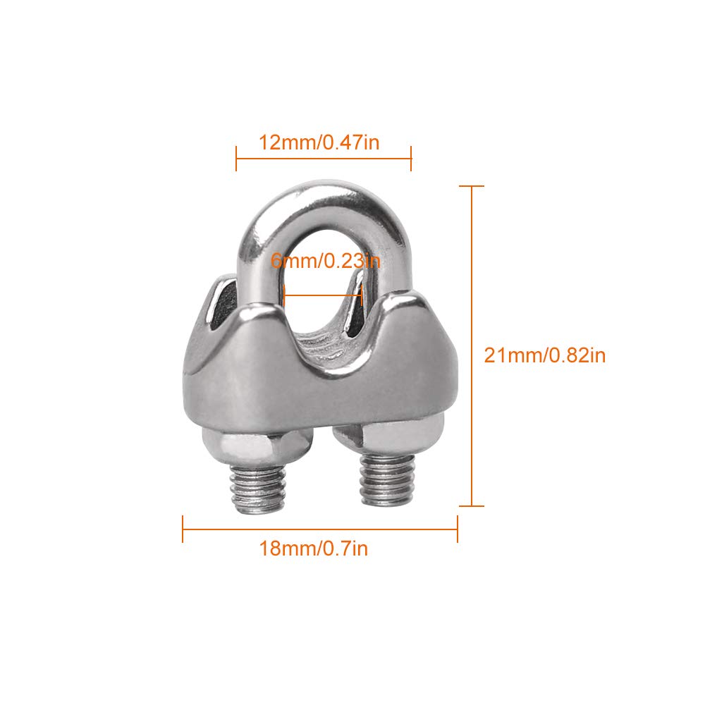 12pcs U Bolt Saddle Clamp 304 Stainless Steel U Shaped Fasteners For O 3mm Wire Rope Cable 1 8 Wire Rope Clip M3 Cable Clamp