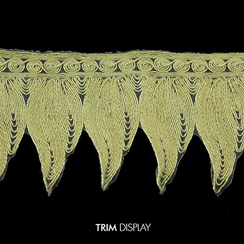 5yards Gold Metallic Trim Lace African Guipure Lace Fabric Ribbon Embellishment Applique Patch Wedding Costume Trimming T1037 - Thumbnail 3