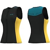 GoldFin Wetsuit Top for Women, Wet Suit Vest 2mm Neoprene Sleeveless Front Zip Jackets for Water Sports Swimming Diving Surfing Snorkeling
