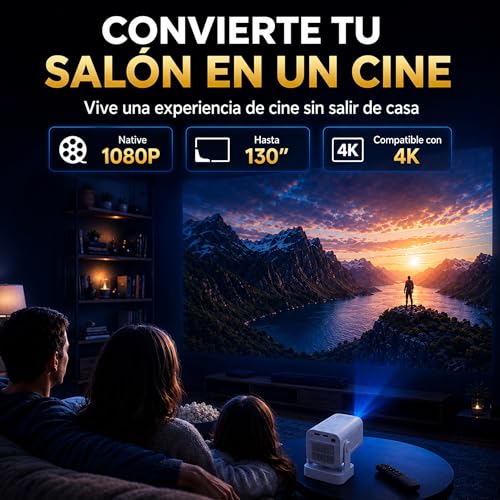 Mini Proyector Portatil 1080p con Soporte de 4K - Versión Mejorada 2026 - TV Projetor - Projector Portable - Android 11 Auto Focus - hasta 130 Pulgadas de Proyección - Rotación 180º para Techo
