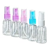 Miraclekoo Clear Plastic Fine Mist Spray Bottle Perfume Bottle,1 Ounce,5 Pack, Random Color