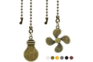 Akahttbn Ceiling Fan Chain Extender Set, 12 Inch Ornaments Extension Chains with Decorative Light Bulb and Fan Cord, Bronze