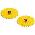 Charles Viancin - Set of 2 Sunflower 4” Silicone Drink Covers - Airtight Seal on Any Smooth-Rimmed Glass, Keep Drinks Cool or Hot, Protect from Winged Pests - BPA-Free - Oven, Freezer, Dishwasher Safe