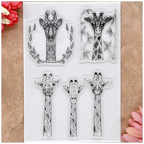 Kwan Crafts Giraffe Deer Clear Stamps for Card Making Decoration and DIY Scrapbooking