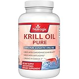 Natrogix 1000mg Antarctic Krill Oil with 540mg Omega-3, Real Highest Potency of Omega-3 Fatty Acids EPA & DHA on the Market with Third Party Lab Tested Certification (120 Count)