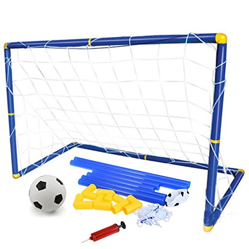 Mini Folding Football Soccer Ball Goal Post Net Set,Plastic Indoor Outdoor Soccer Multi-Sport Net with Hand Pump for Kids Sport Home Game Toy Birthday Gift